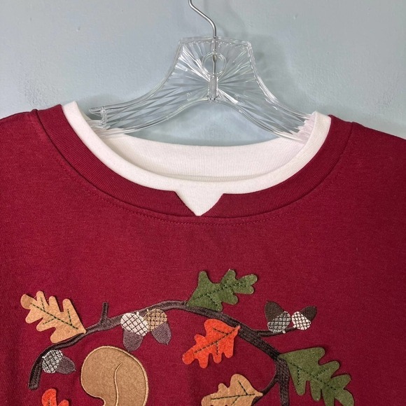 Rebecca Malone Petites Autumn Squirrel Applique Faux Layered Sweatshirt Size PXL - Picture 10 of 16